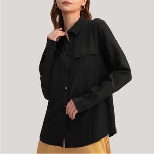 NWT LILYSILK Basic Box Pleated Silk Shirt
